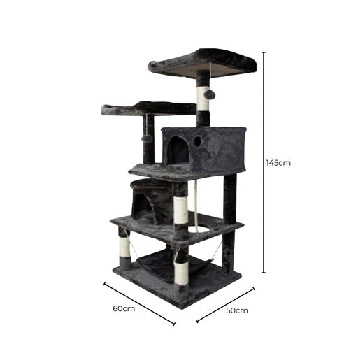 Floofi 145cm Plush Cat Condo Cat Tree Dark Grey