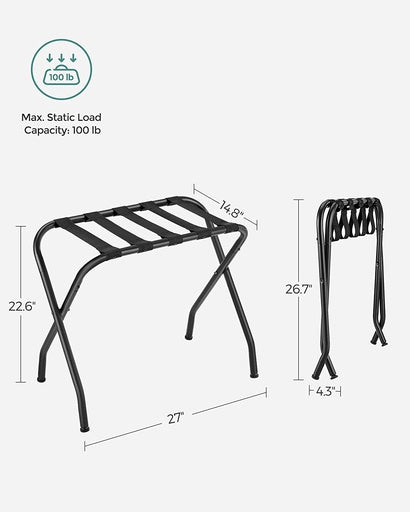 SONGMICS Steel Folding Luggage Rack Pack of 2 Black