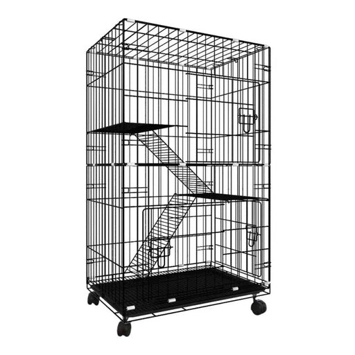 FLOOFI Three-Level Pet Rabbit Bird Cage with Hammock (Black)