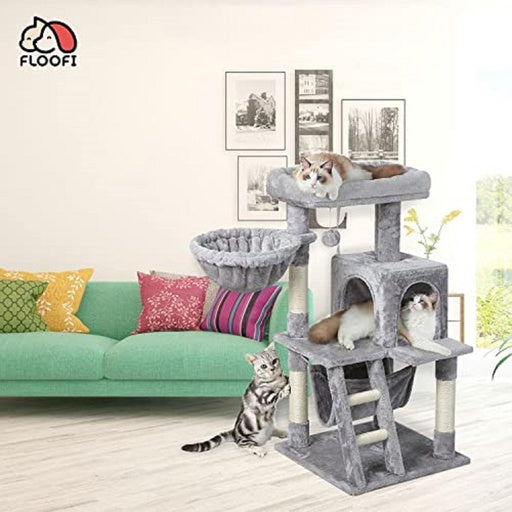 Floofi 104cm Plush Cat Condo Cat Tree Light Grey