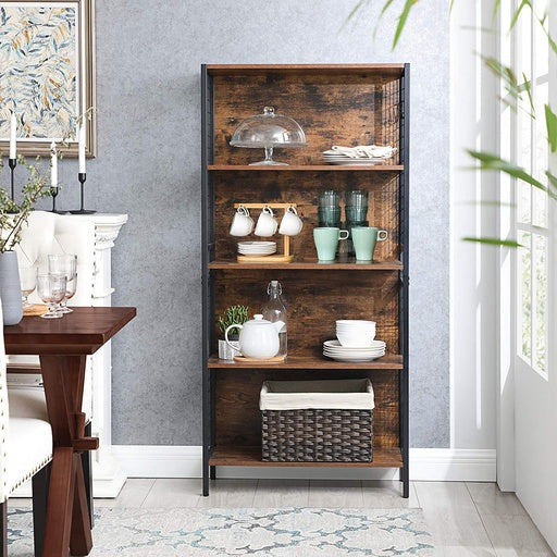 VASAGLE 4 Tiers Bookcase Office Storage Shelf Rustic Brown and Black