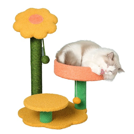 Floofi 75cm Sunflower Plush Scratching Post Cat Tree