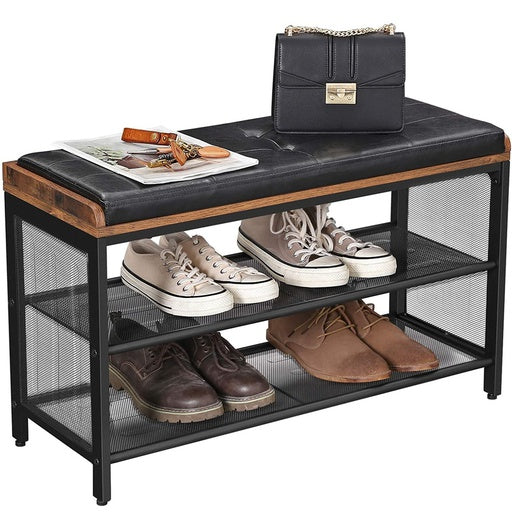 VASAGLE 3 Tier Shoe Storage Bench with Padded Seat