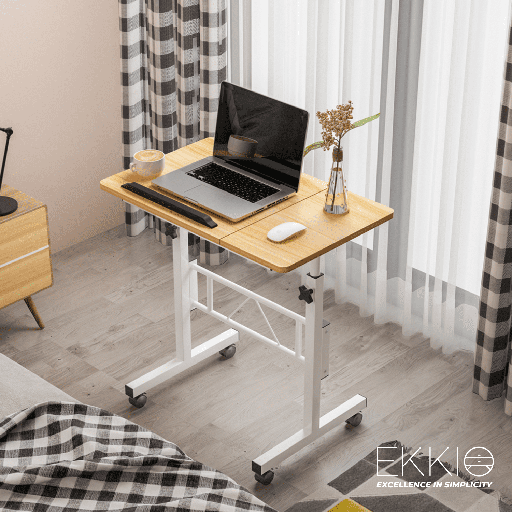 EKKIO Laptop Desk Portable Mobile Computer Table Stand Adjustable Bed Study British Maple