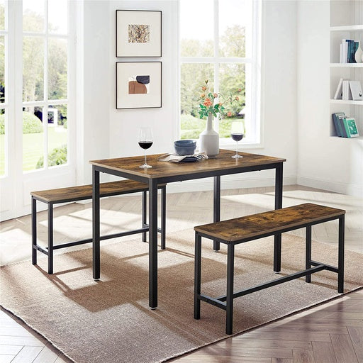 VASAGLE Dining Table Set with 2 Benches