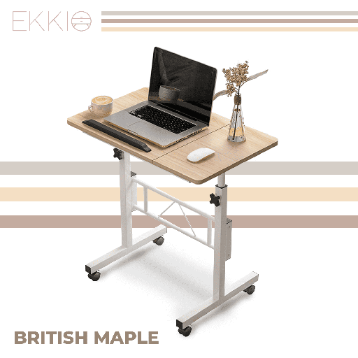 EKKIO Laptop Desk Portable Mobile Computer Table Stand Adjustable Bed Study British Maple