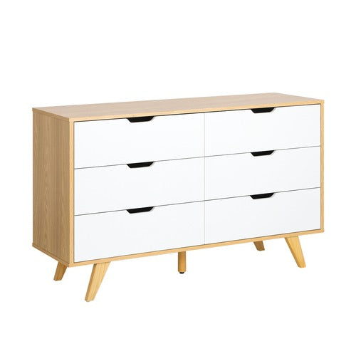 Oikiture 6 Chest of Drawers Lowboy Wooden White
