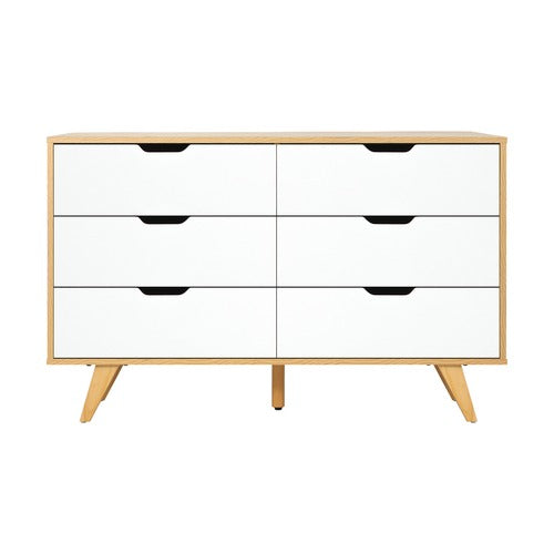 Oikiture 6 Chest of Drawers Lowboy Wooden White