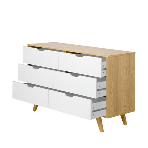Oikiture 6 Chest of Drawers Lowboy Wooden White