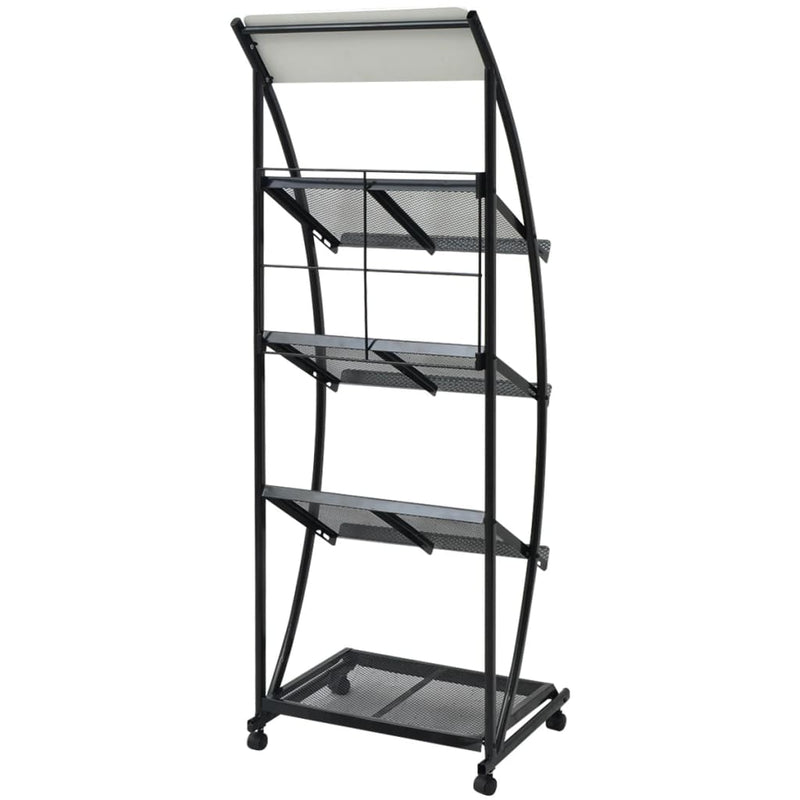 vidaXL Magazine Rack 47x40x134 cm Black and White A4