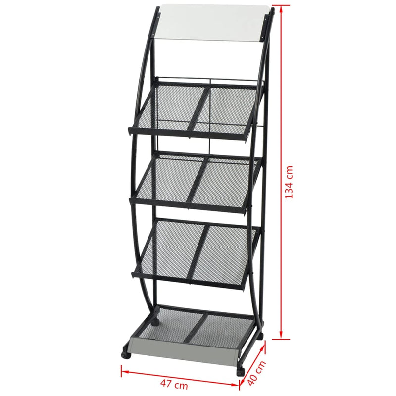 vidaXL Magazine Rack 47x40x134 cm Black and White A4