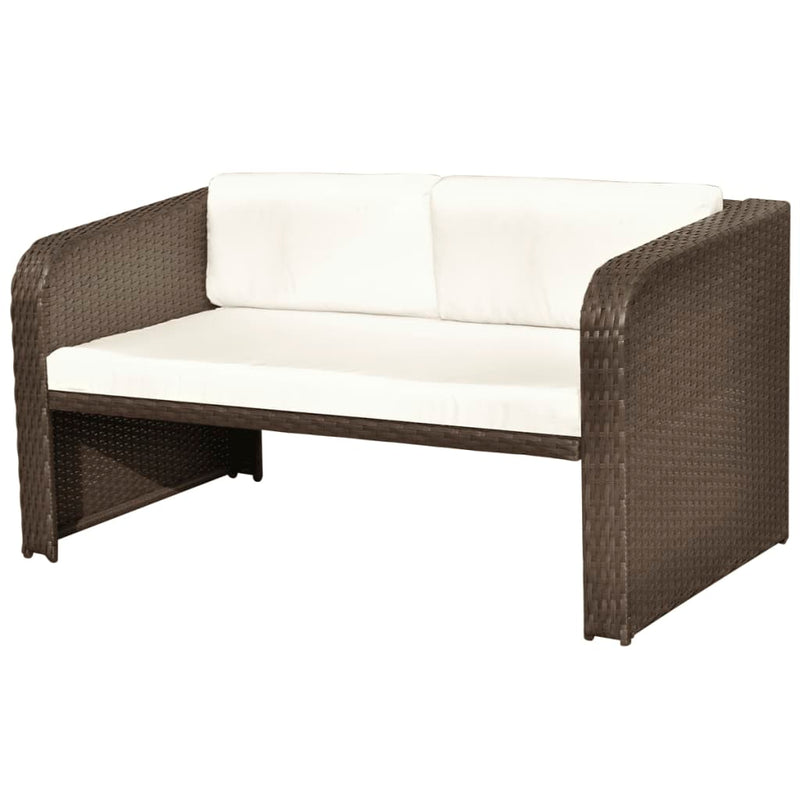 vidaXL 4 Piece Garden Lounge Set with Cushions Poly Rattan Brown