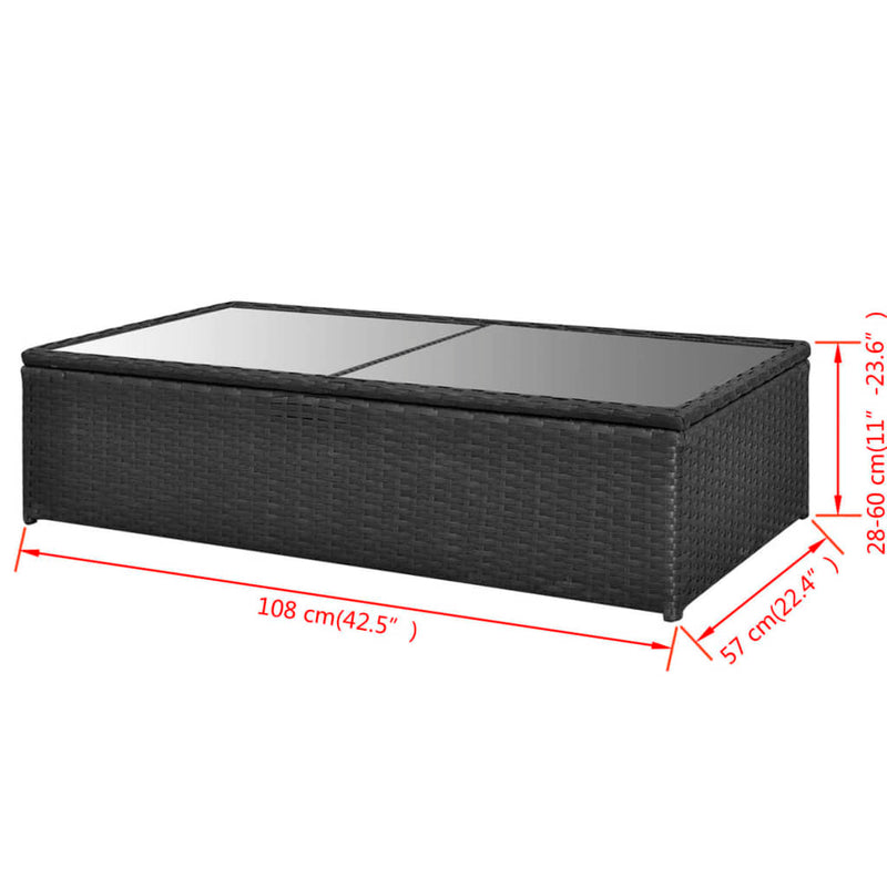 vidaXL 4 Piece Garden Lounge Set with Cushions Poly Rattan Black