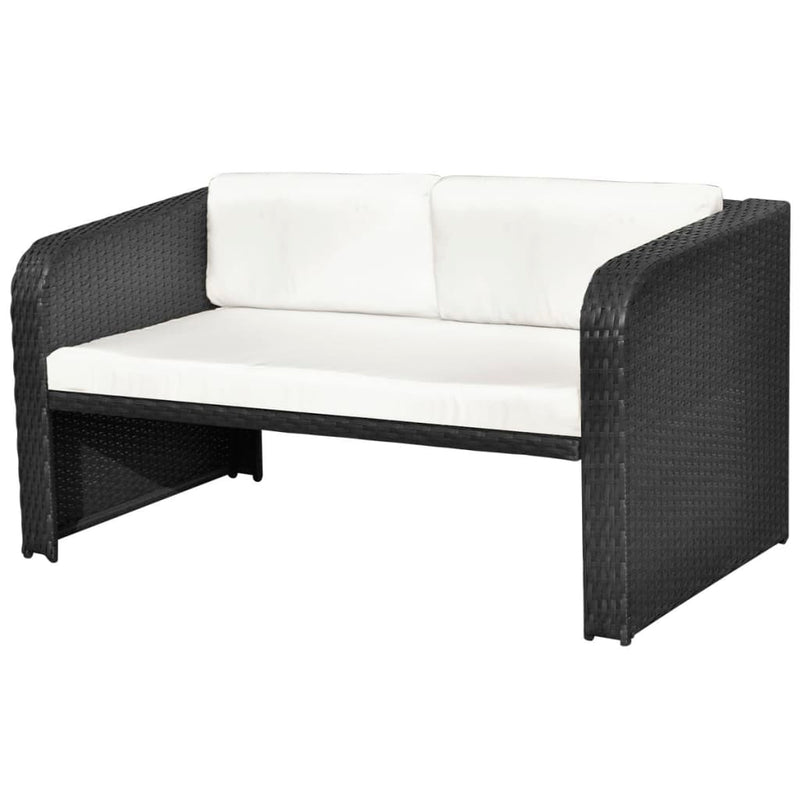 vidaXL 4 Piece Garden Lounge Set with Cushions Poly Rattan Black