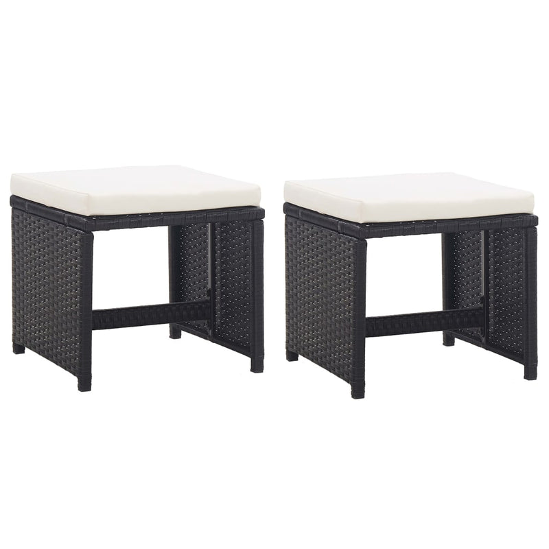 vidaXL 5 Piece Outdoor Dining Set with Cushions Poly Rattan Black