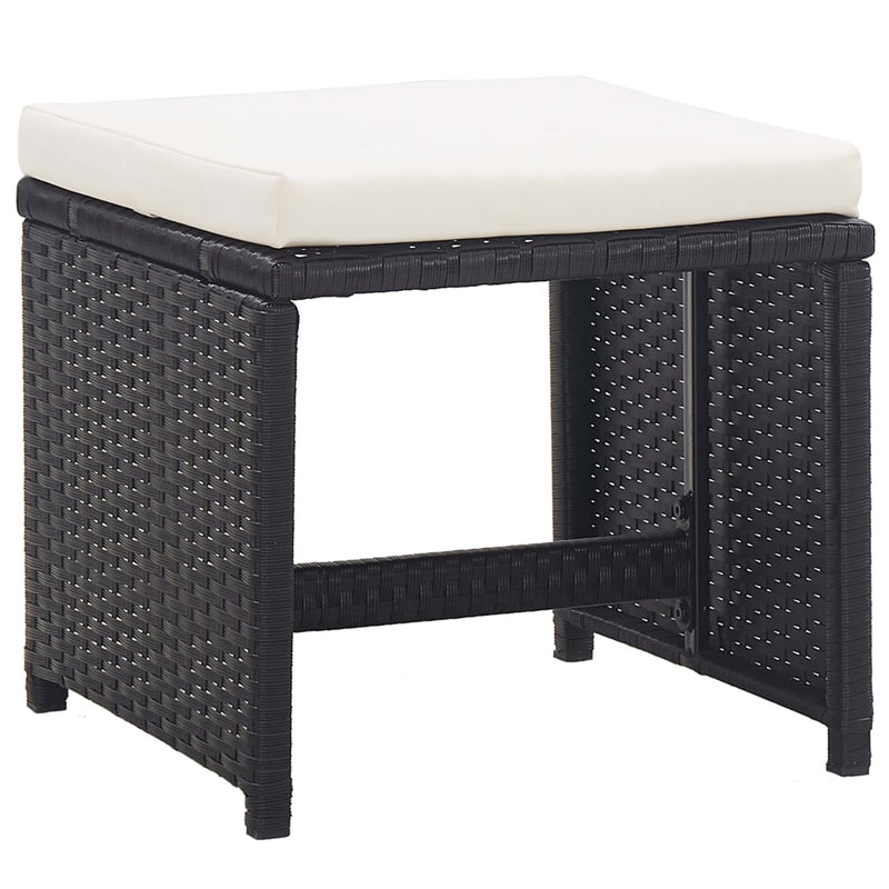 vidaXL 5 Piece Outdoor Dining Set with Cushions Poly Rattan Black