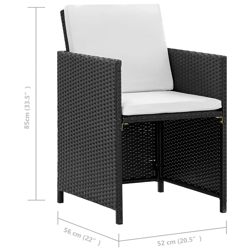 vidaXL 5 Piece Outdoor Dining Set with Cushions Poly Rattan Black