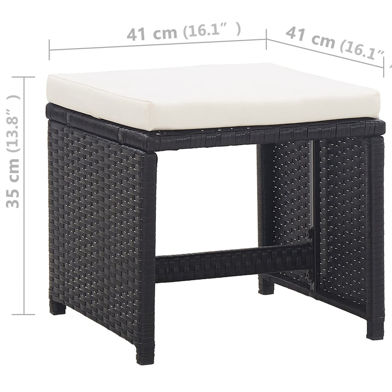 vidaXL 5 Piece Outdoor Dining Set with Cushions Poly Rattan Black