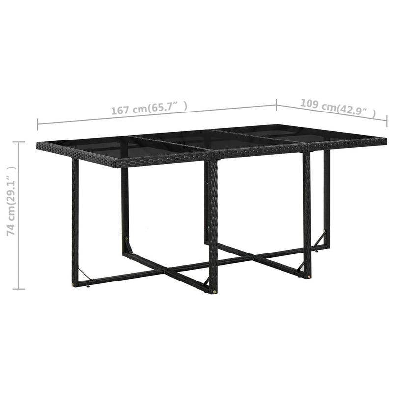 vidaXL 11 Piece Outdoor Dining Set with Cushions Poly Rattan Black