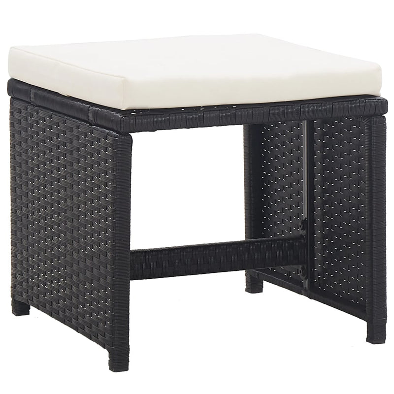 vidaXL 11 Piece Outdoor Dining Set with Cushions Poly Rattan Black