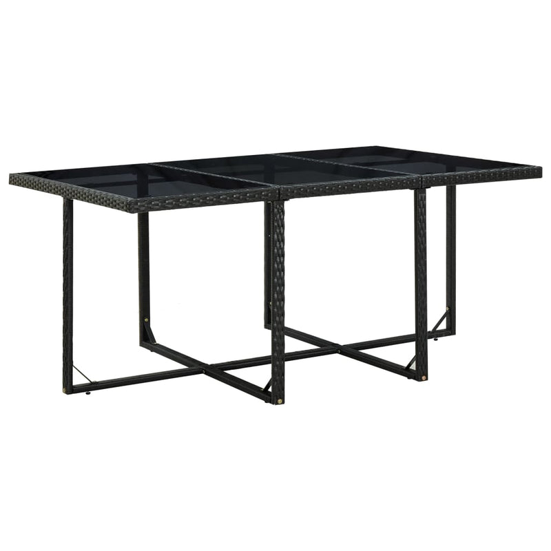vidaXL 11 Piece Outdoor Dining Set with Cushions Poly Rattan Black