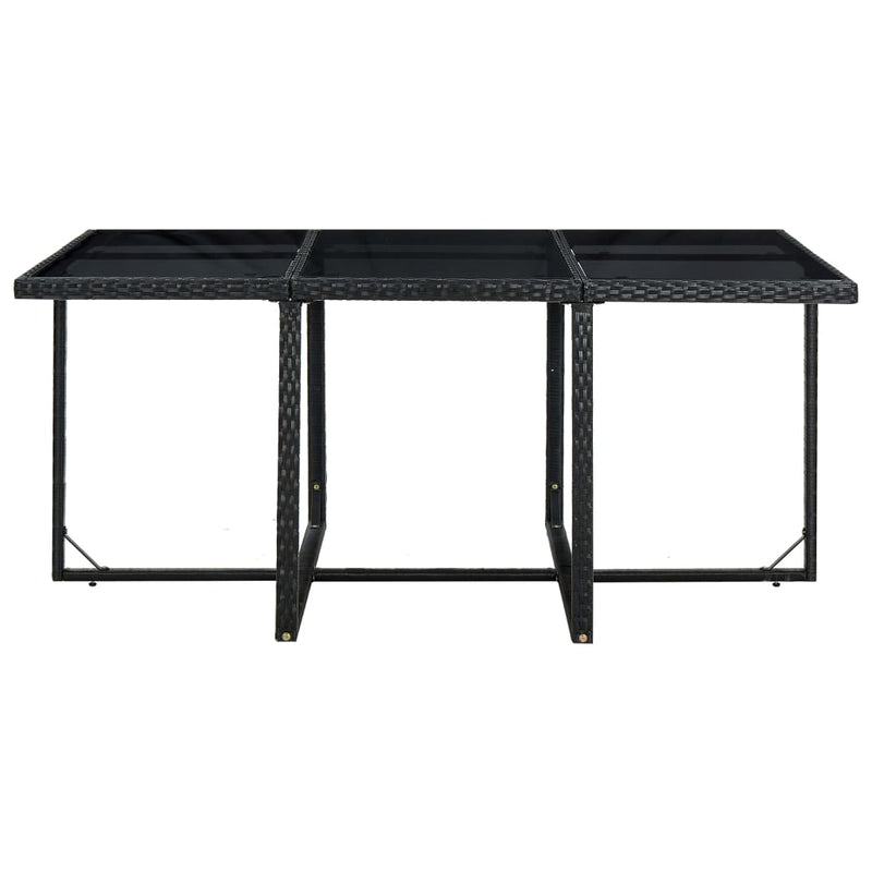 vidaXL 11 Piece Outdoor Dining Set with Cushions Poly Rattan Black