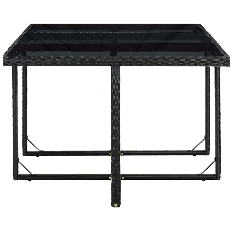 vidaXL 11 Piece Outdoor Dining Set with Cushions Poly Rattan Black