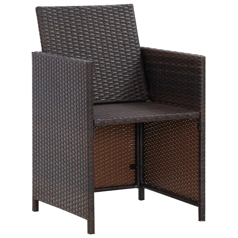 vidaXL 11 Piece Outdoor Dining Set with Cushions Poly Rattan Brown