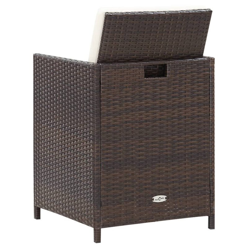 vidaXL 11 Piece Outdoor Dining Set with Cushions Poly Rattan Brown