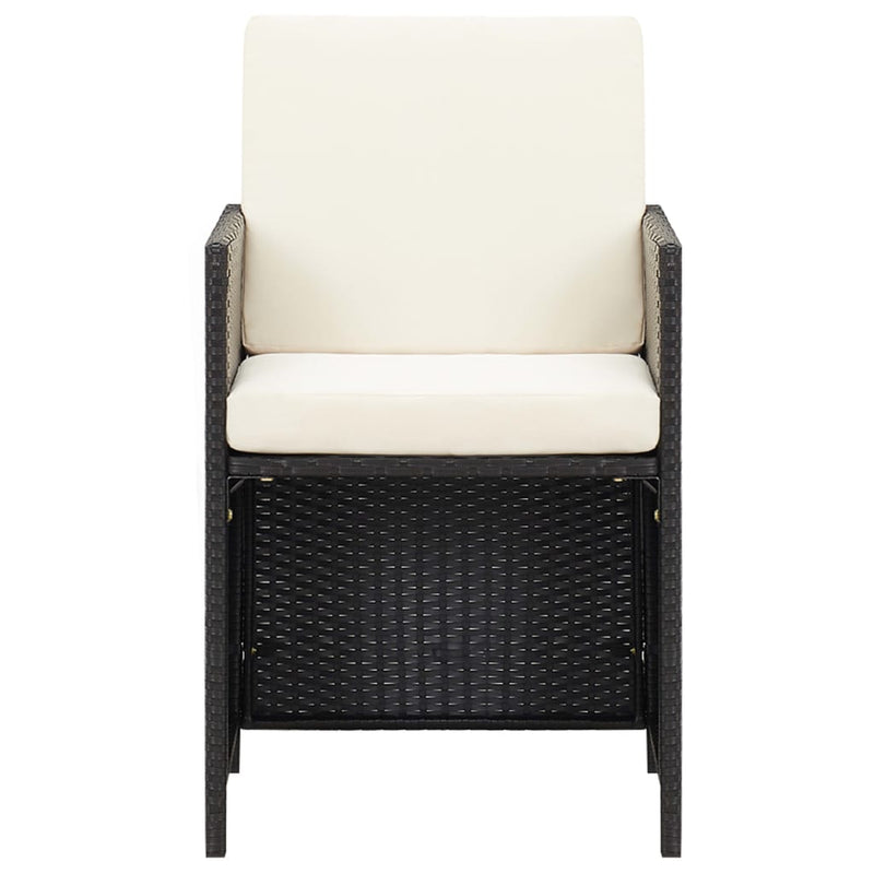 vidaXL Garden Chairs 2 pcs with Cushions and Pillows Poly Rattan Black