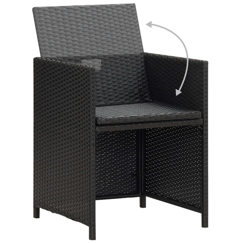 vidaXL Garden Chairs 2 pcs with Cushions and Pillows Poly Rattan Black