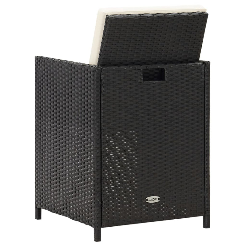 vidaXL Garden Chairs 2 pcs with Cushions and Pillows Poly Rattan Black