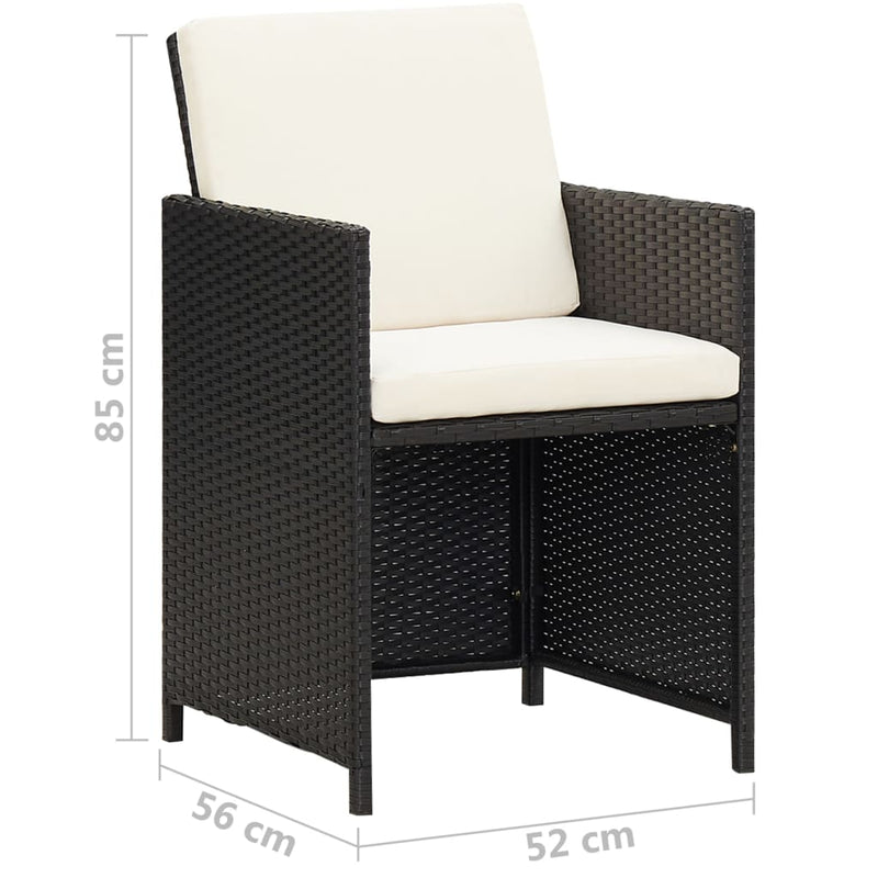 vidaXL Garden Chairs 2 pcs with Cushions and Pillows Poly Rattan Black
