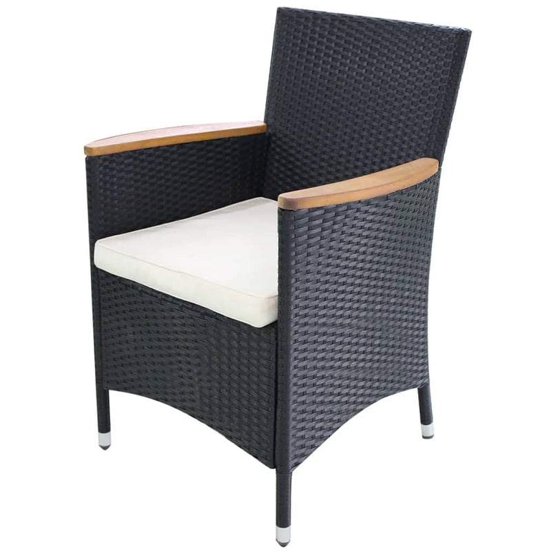 vidaXL Garden Chairs 2 pcs with Cushions Poly Rattan Black