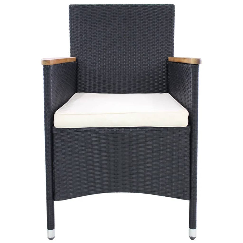 vidaXL Garden Chairs 2 pcs with Cushions Poly Rattan Black