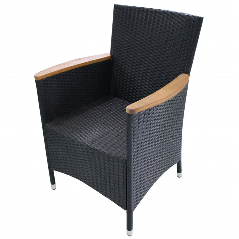 vidaXL Garden Chairs 2 pcs with Cushions Poly Rattan Black