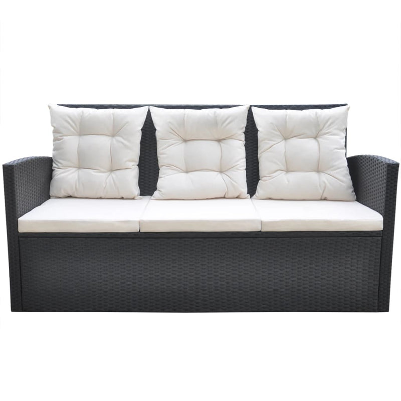 vidaXL 6 Piece Outdoor Dining Set with Cushions Poly Rattan Black