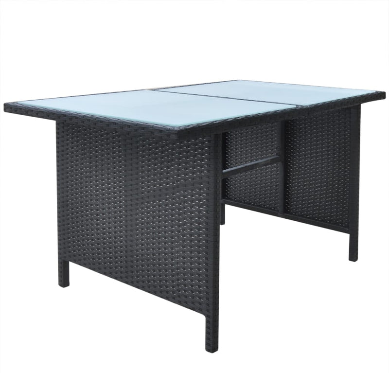vidaXL 6 Piece Outdoor Dining Set with Cushions Poly Rattan Black