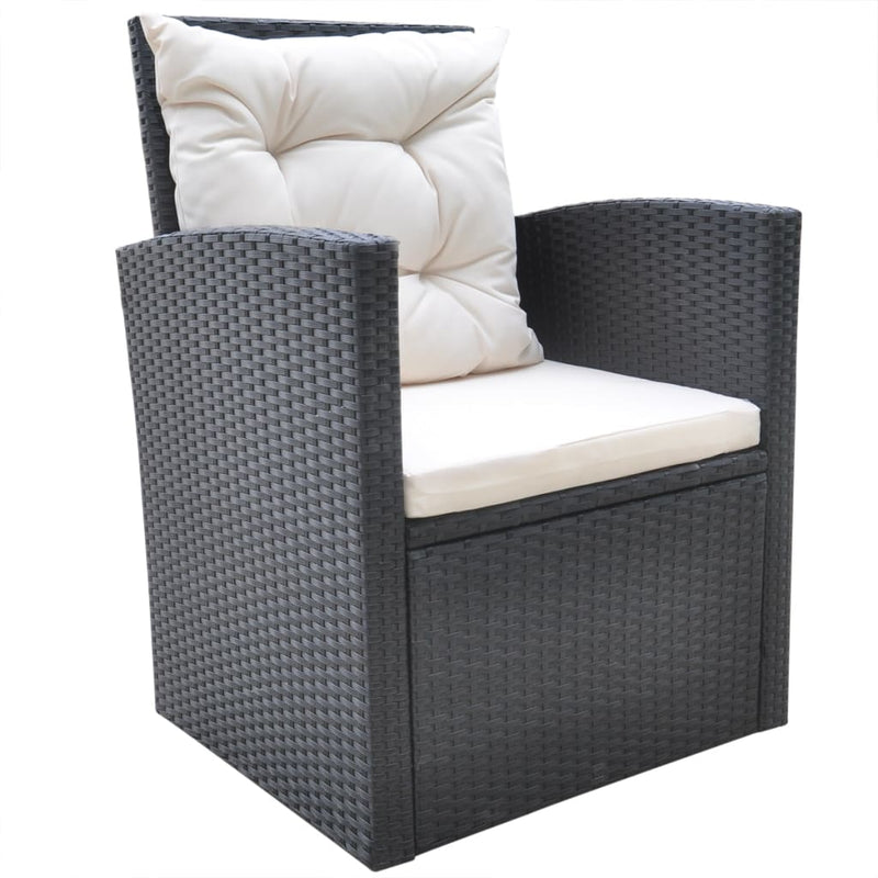 vidaXL 6 Piece Outdoor Dining Set with Cushions Poly Rattan Black