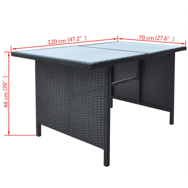 vidaXL 6 Piece Outdoor Dining Set with Cushions Poly Rattan Black