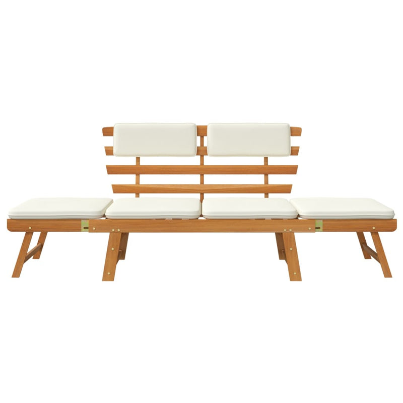 vidaXL Garden Bench with Cushions 2-in-1 190 cm Solid Acacia Wood