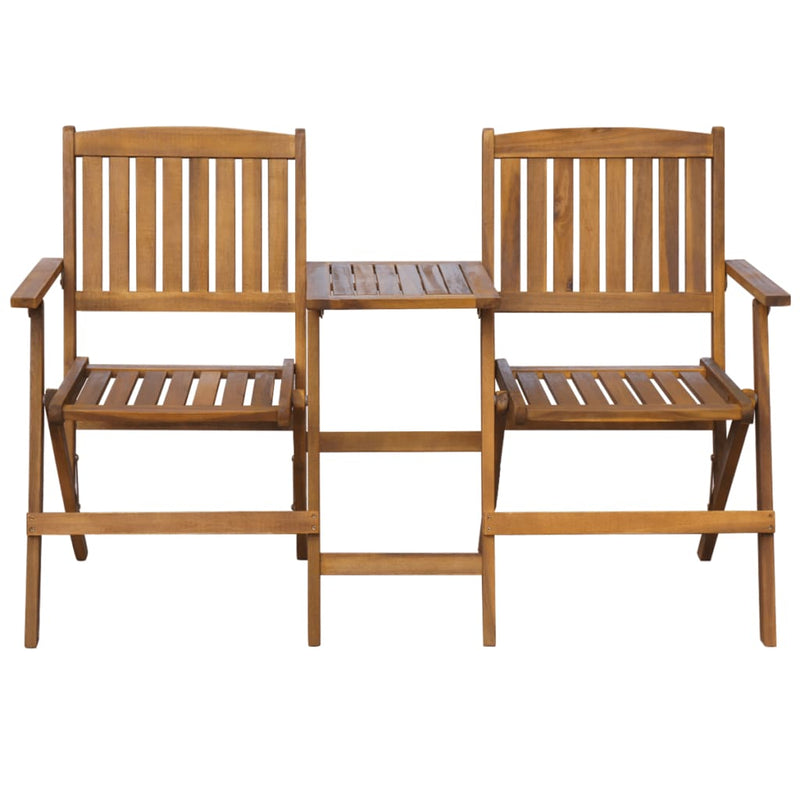 vidaXL Folding Garden Bench with Tea Table 140 cm Solid Acacia Wood