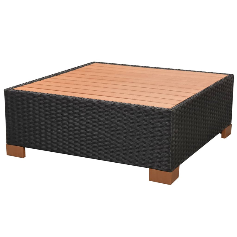 vidaXL 7 Piece Garden Lounge Set with Cushions Poly Rattan Black