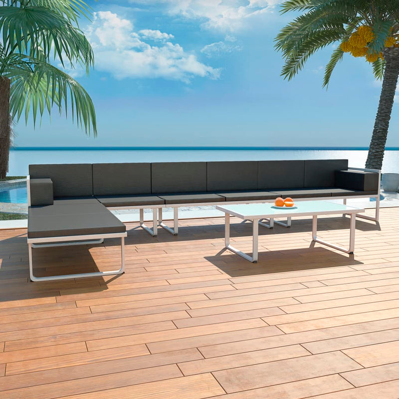 vidaXL 5 Piece Garden Lounge Set Textilene Aluminium Black