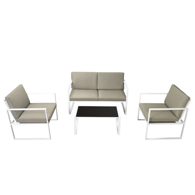 vidaXL 4 Piece Garden Lounge Set with Cushions Steel White