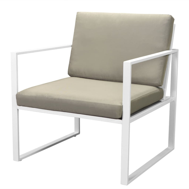 vidaXL 4 Piece Garden Lounge Set with Cushions Steel White