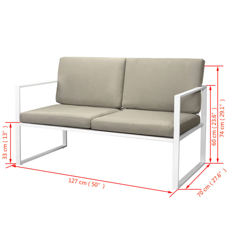 vidaXL 4 Piece Garden Lounge Set with Cushions Steel White