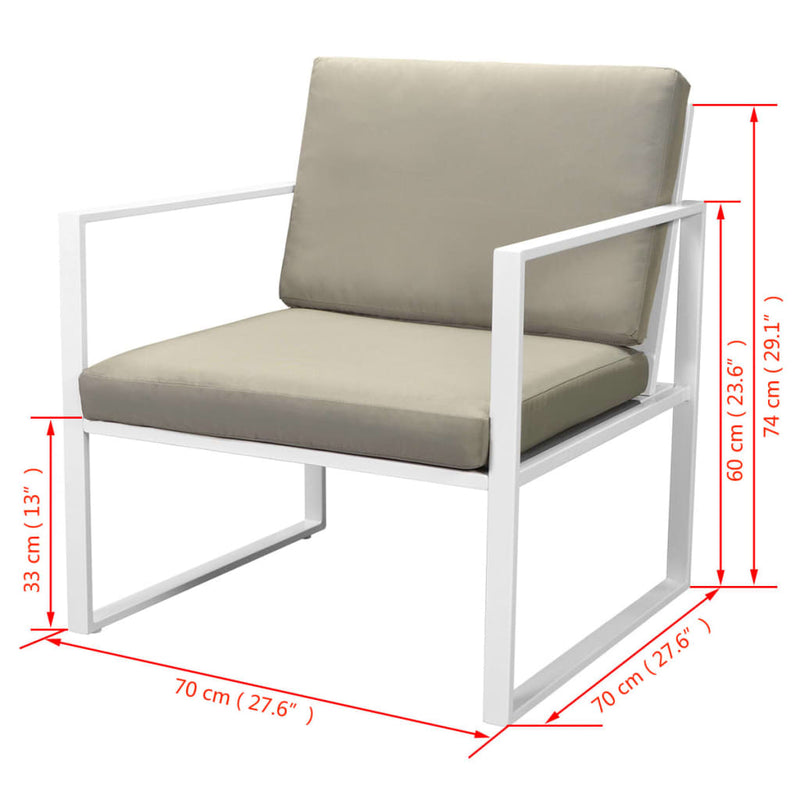 vidaXL 4 Piece Garden Lounge Set with Cushions Steel White