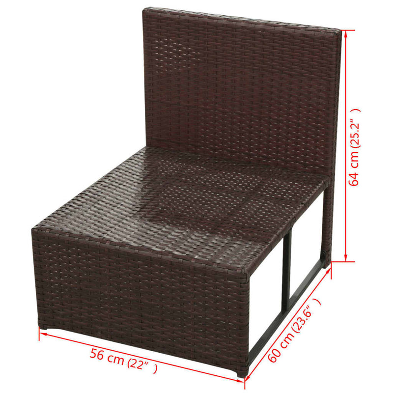 vidaXL 8 Piece Garden Lounge Set with Cushions Poly Rattan Brown