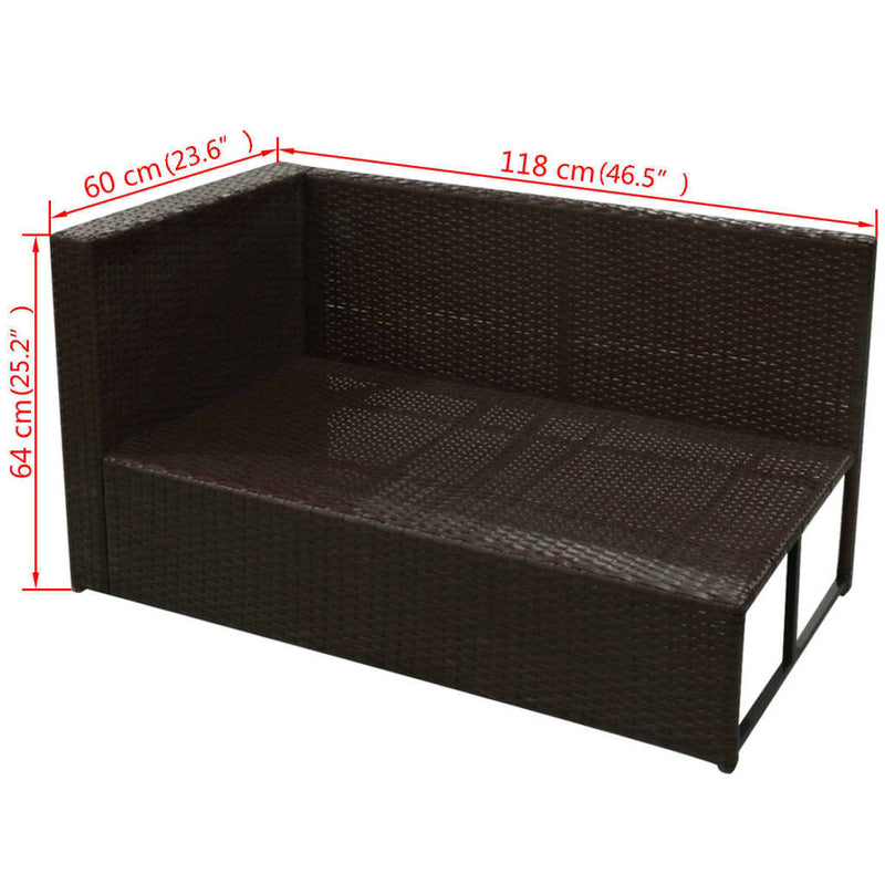 vidaXL 8 Piece Garden Lounge Set with Cushions Poly Rattan Brown